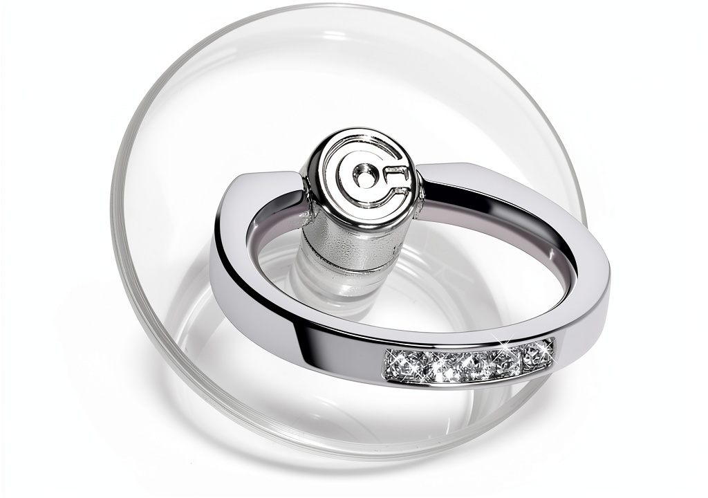 Transparent phone ring holder on a phone