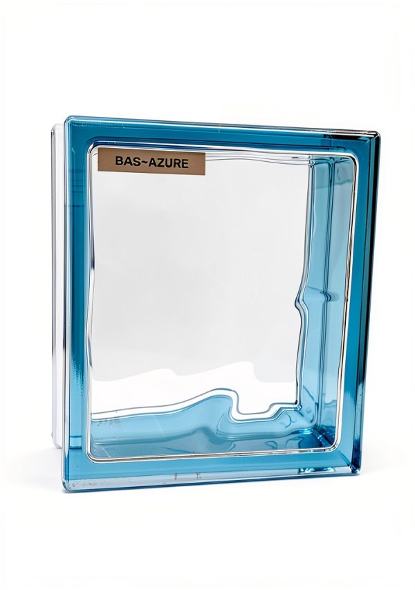 Glass Block Seves Basic Wave Azure 7.5x7.5x3 Durable Fire Rated-1