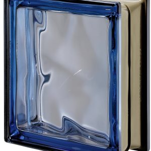 Q19 Blue Wave Pegasus Metalized Glass Block Seves 7x7x3.1in-0