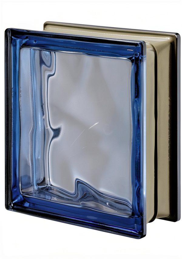 Q19 Blue Wave Pegasus Metalized Glass Block Seves 7x7x3.1in-0