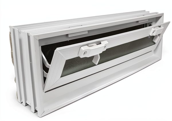 Glass Block Vent - 24x8 Vinyl Hopper Vent-2