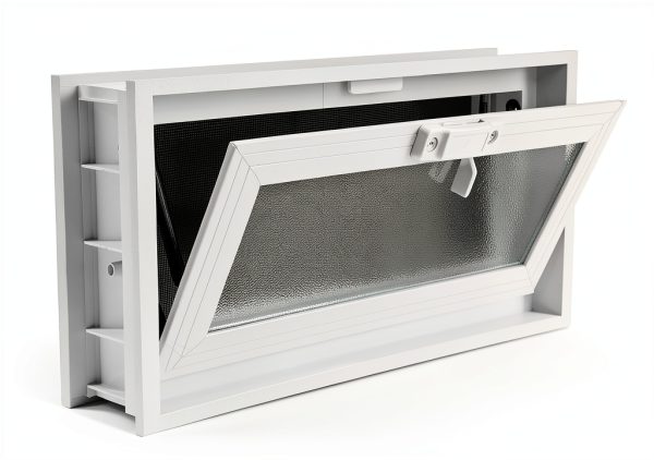 Glass Block Vent 16x8 Vinyl Hopper Vent by Quality Glass Block-2