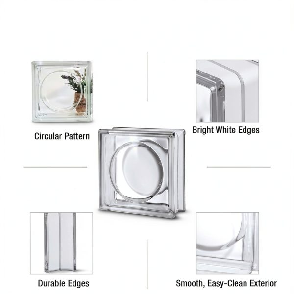 Alpha Glass Block 8x8x3 Seves Circular Design 45 Minute Fire Rating-1