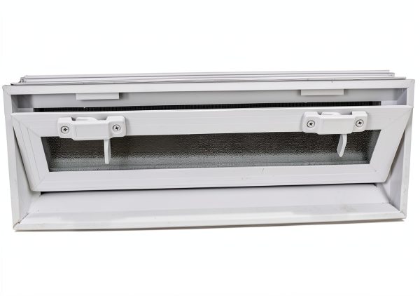 Glass Block Vent - 24x8 Vinyl Hopper Vent-1