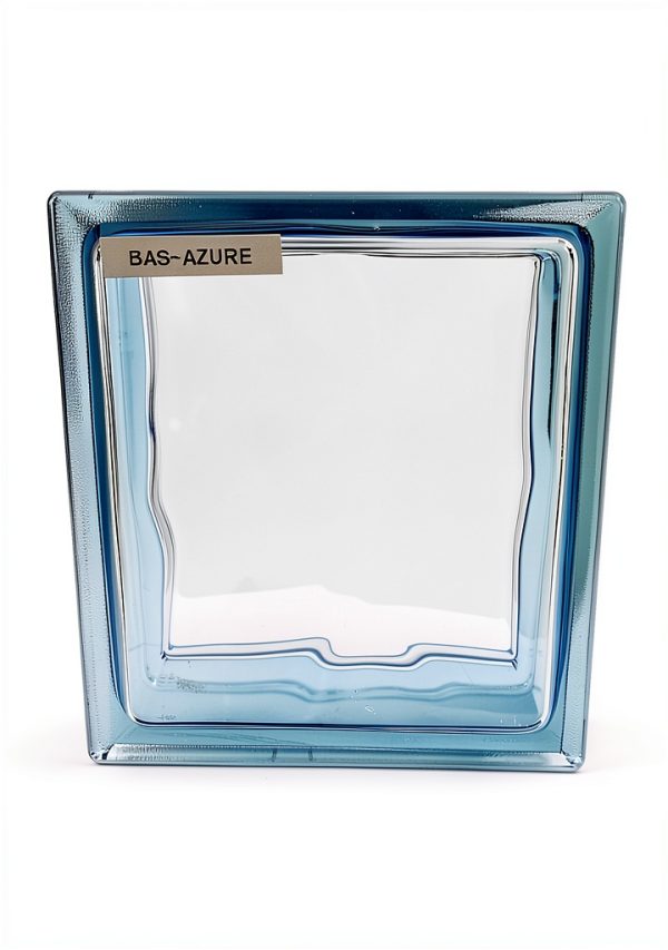 Glass Block Seves Basic Wave Azure 7.5x7.5x3 Durable Fire Rated-0
