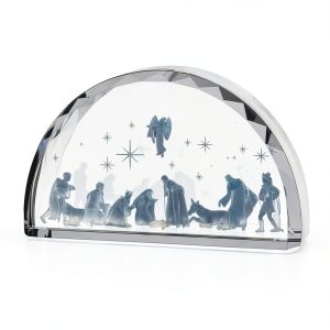 Crystal Cut Laser Etched Glass Block Christian Brands Nativity 7" x 4"-0